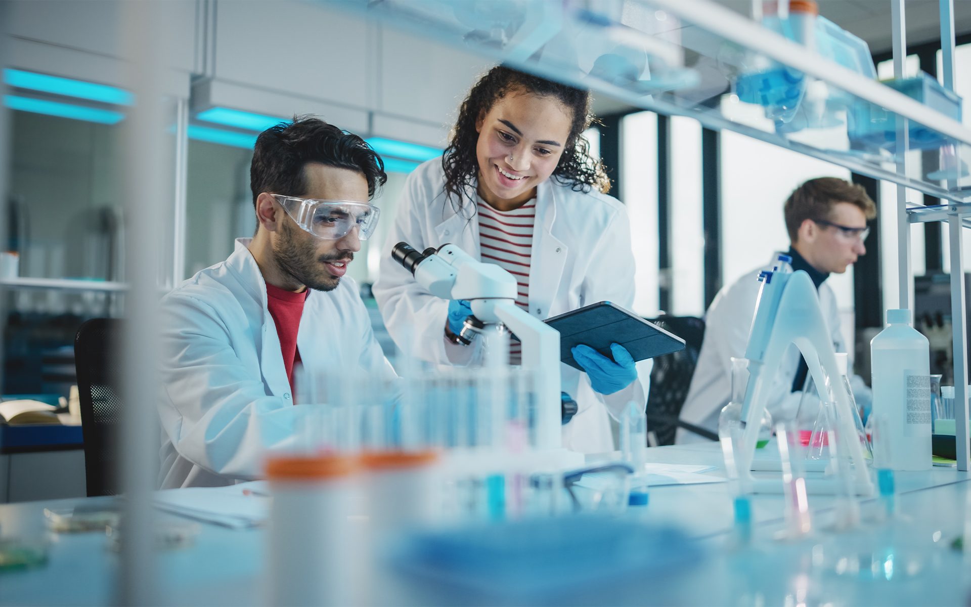 Researchers working in a science laboratory